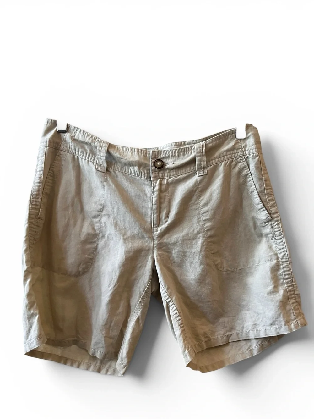 Vintage 90s Gap Women 10 Tan Linen Cotton Blend Shorts 32